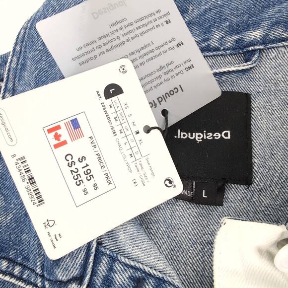 Desigual Striped Patchwork Blue White Denim Chaq Lollypop Jacket - Size M - NWT - Picture 4 of 16